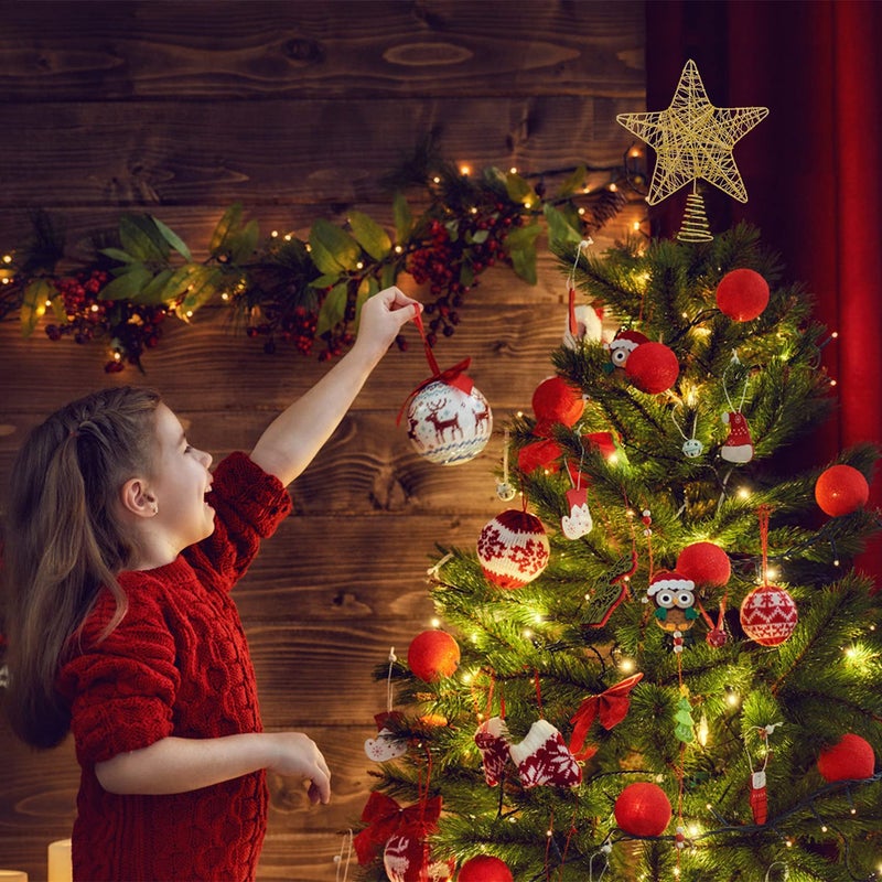 DERAYEE Christmas Tree Star Topper Decoration, Glittered Treetop Christmas Tree Decoration Seasonal DÃ©cor - Image 5